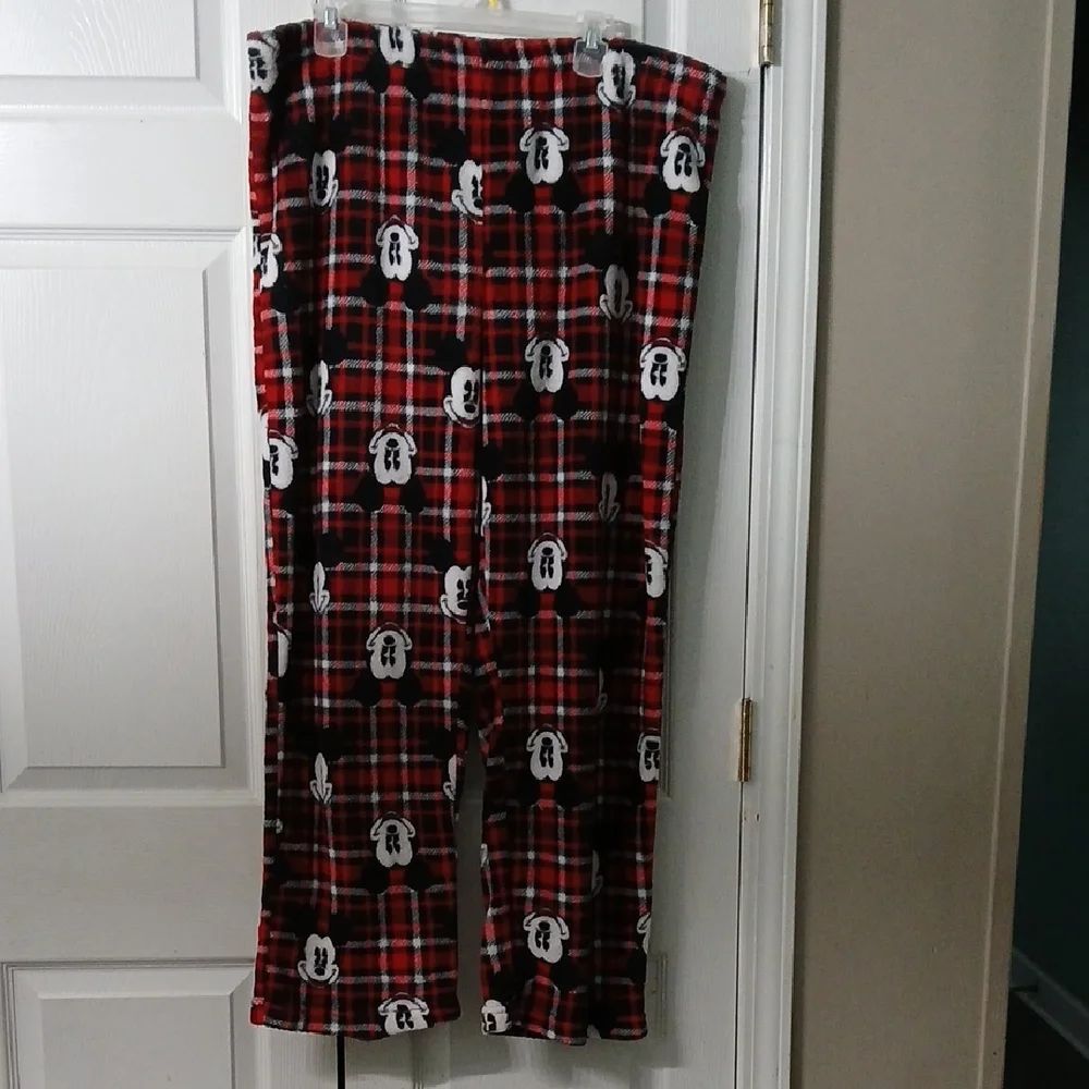 Disney Mickey Mouse black red plaid cozy fleece Pajama Lounge Pants Sz 2X NWOT